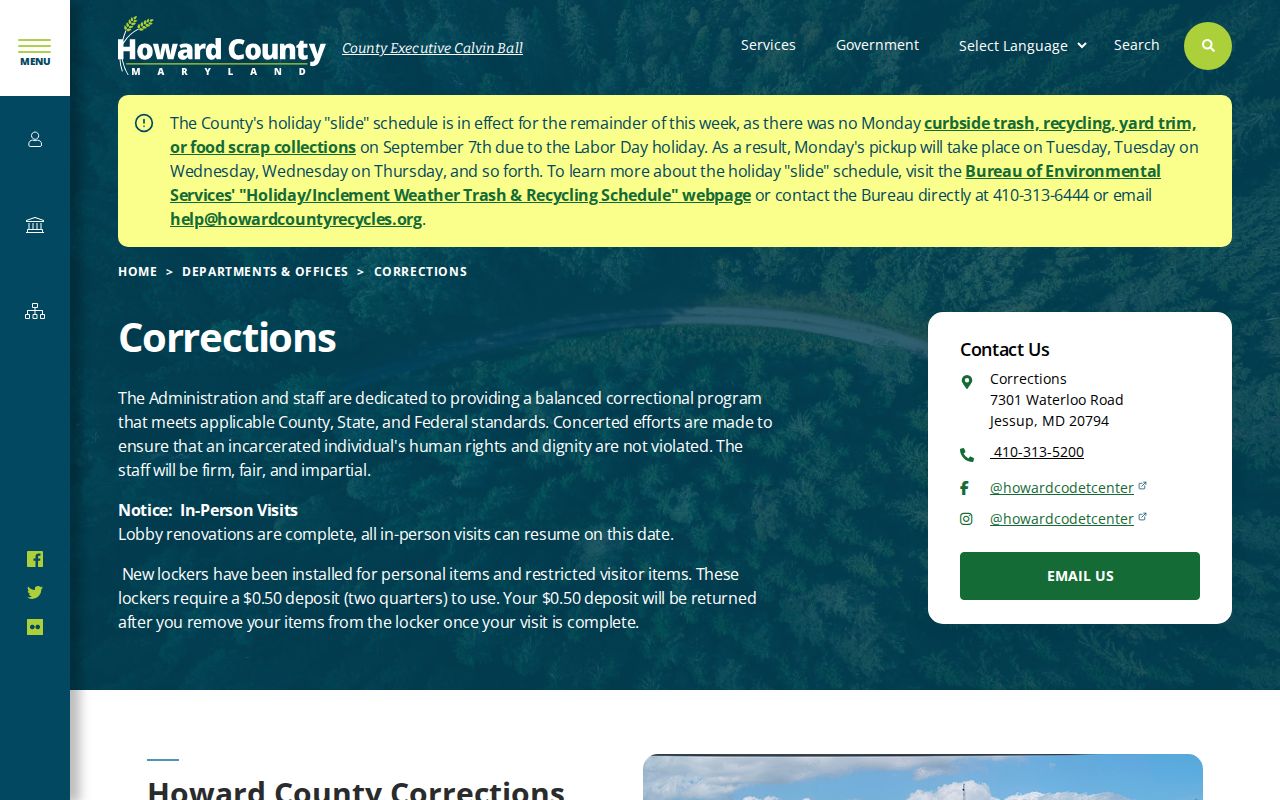 Howard County Corrections inmate lookup resource
