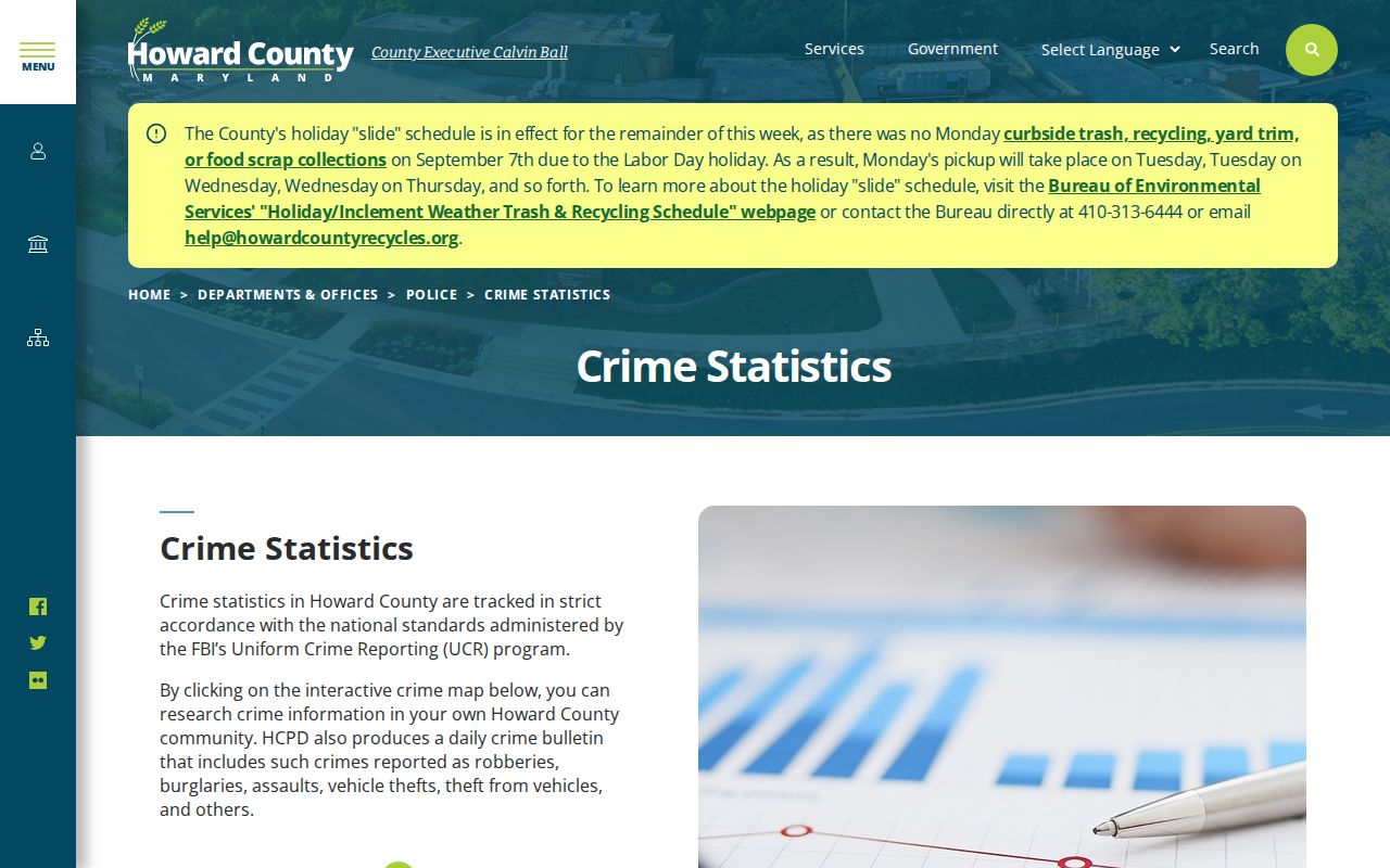 Howard County Police crime statistics page