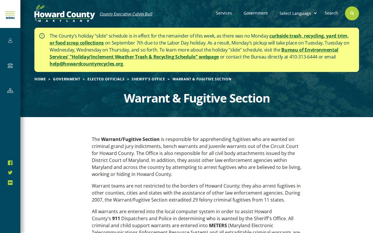 Howard County Sheriff warrant information