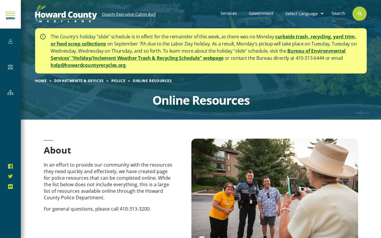 Howard County Police online resources and record request routes